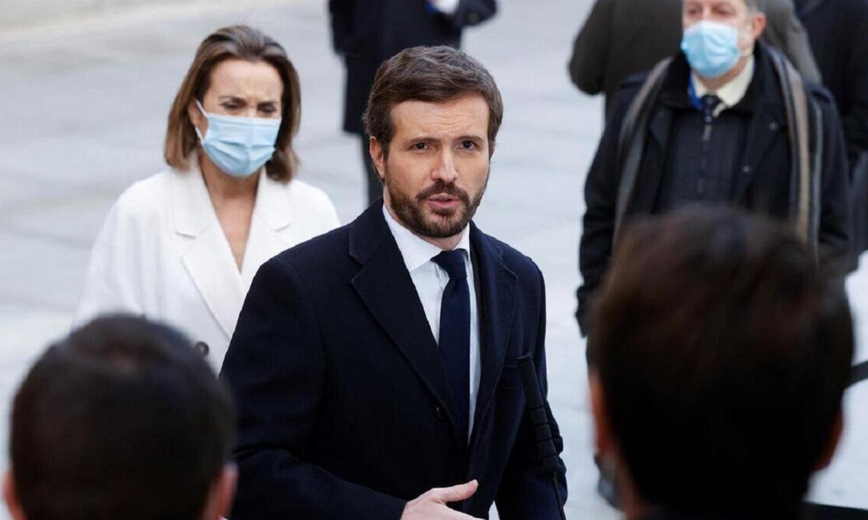 El líder del PP, Pablo Casado, en el acto de conmemoración de la Constitución en el Congreso. EFE