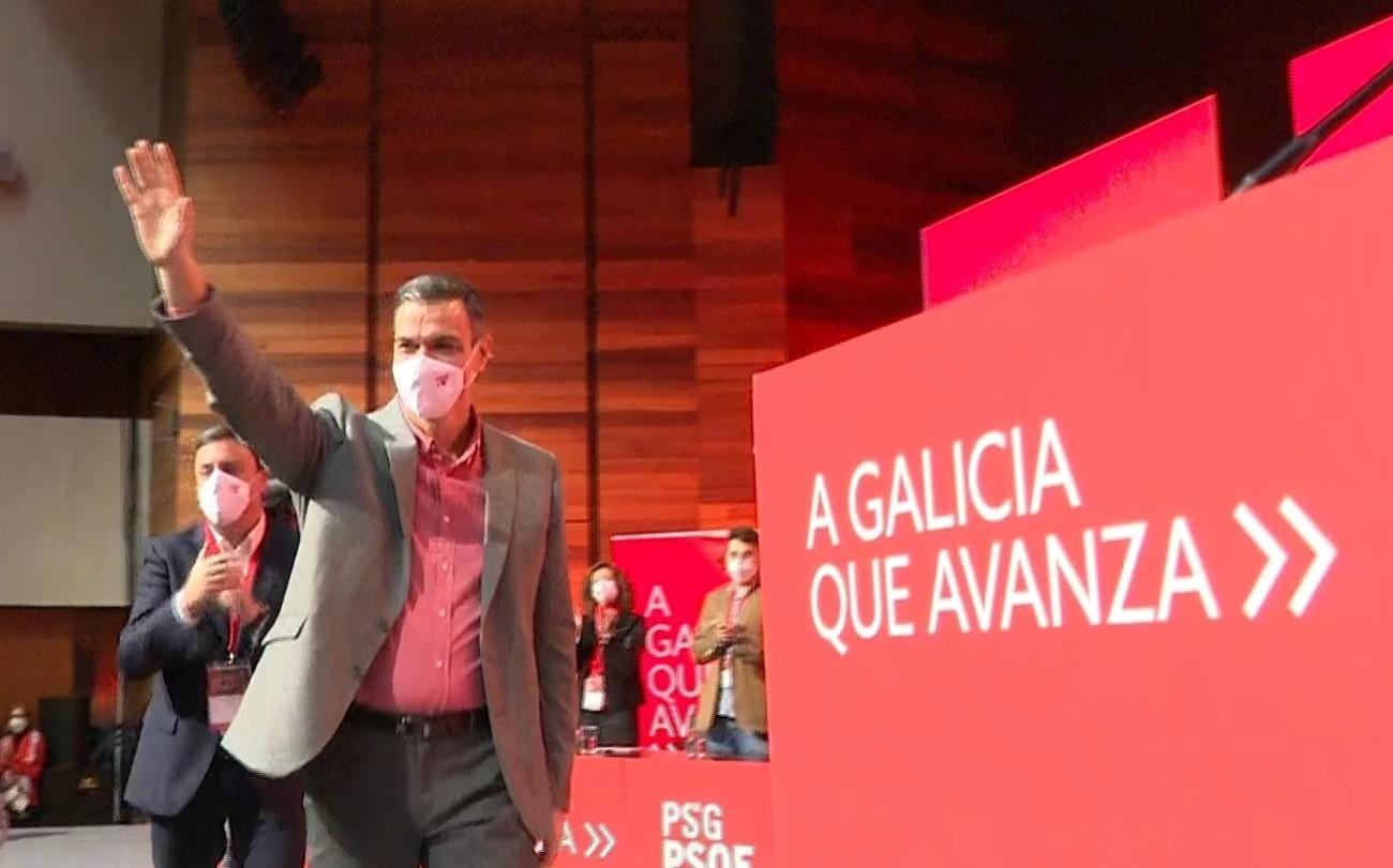 Pedro Sánchez durante la clausura del Congreso del PSdeG