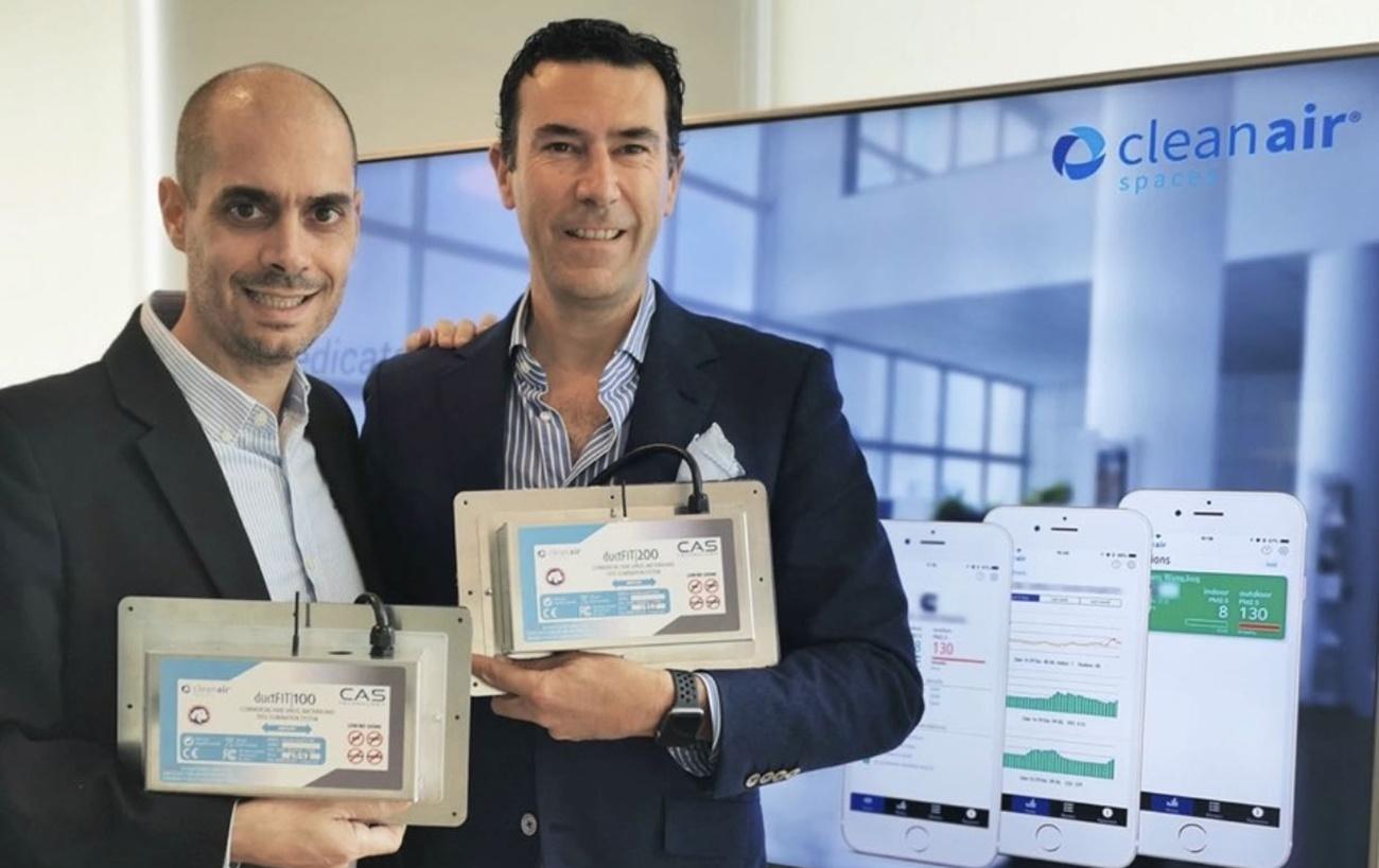 Miguel Garat y Pablo Fernández, ingenieros españoles creadores de CleanAir Spaces. 
