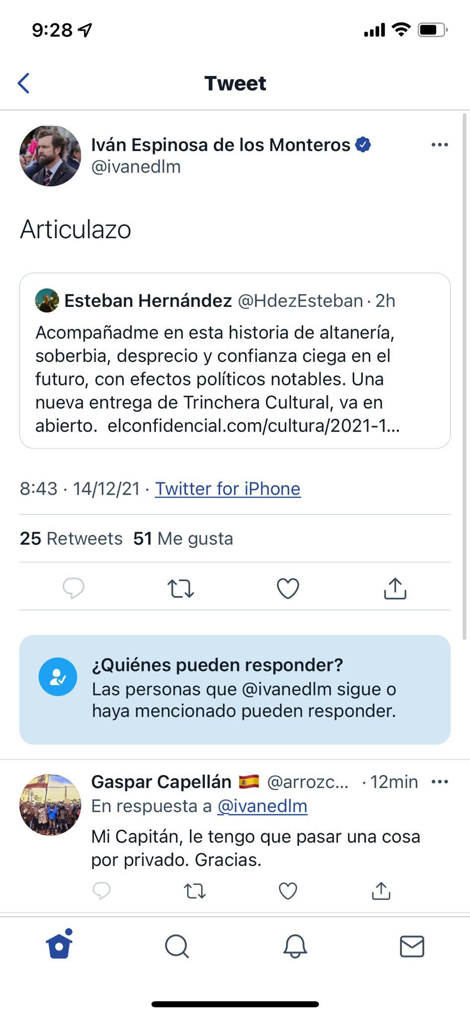 Captura del blindaje del Twitter de Espinosa de los Monteros. Captura del blindaje del Twitter de Espinosa de los Monteros.