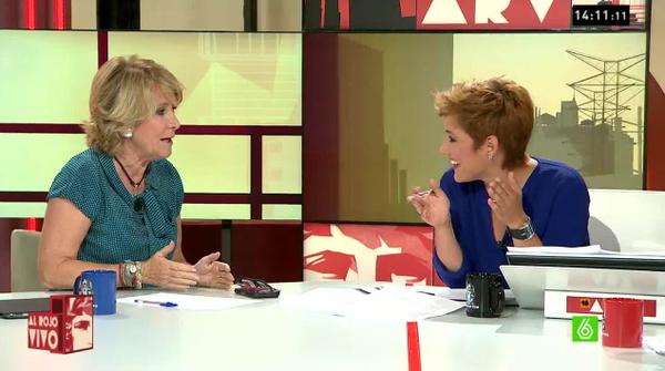 Rifirrafe entre Esperanza Aguirre y Cristina Pardo a costa del "dedo divino"