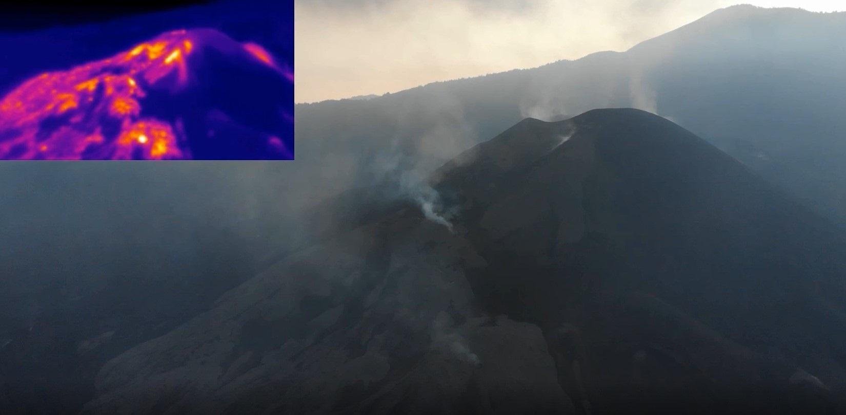 Estado actual del cono del volcán de La Palma tras registrar "signos de agotamiento". Fuente: Europa Press.