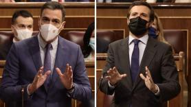 Fotomontaje con imágenes de Pedro Sánchez y Pablo Casado