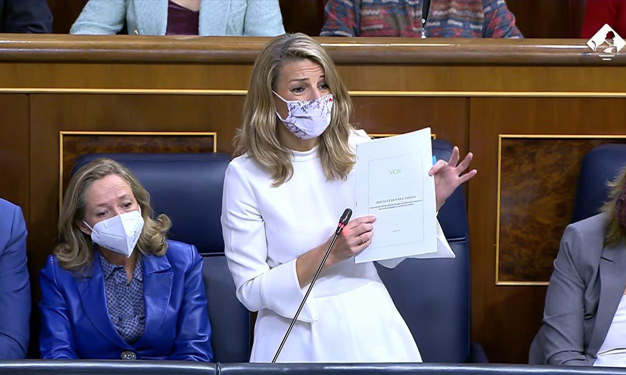 La vicepresidenta segunda del Gobierno, Yolanda Díaz, en el Congreso de los Diputados.