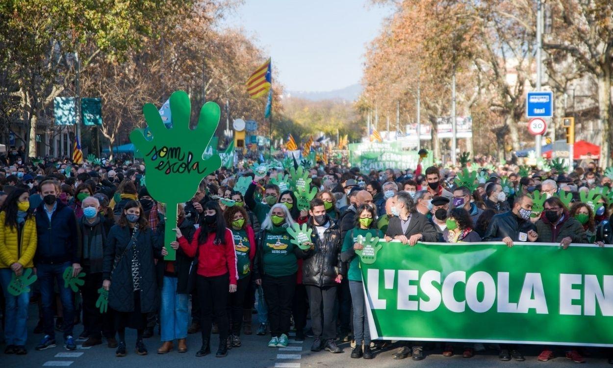 Manifestación de Somescola contra el fallo del 25% de castellano en las aulas en Barcelona