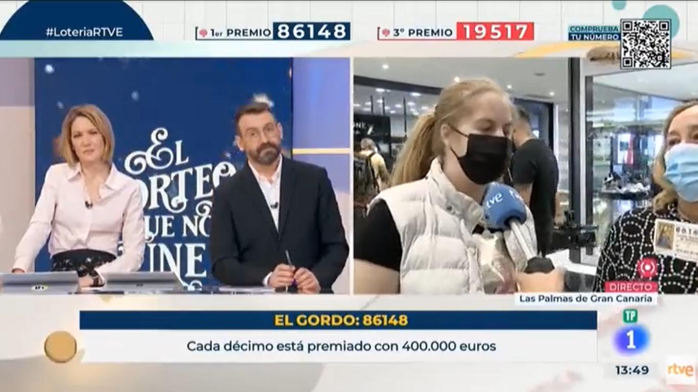 Imagen del momento en el que Alexia cuenta cómo eligió el décimo. TVE.