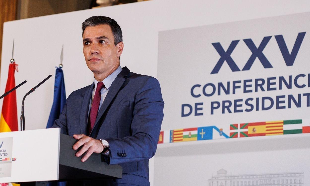 El presidente del Gobierno, Pedro Sánchez, durante la Conferencia de Presidentes extraordinaria celebrada en el Senado, a 22 de diciembre de 2021, en Madrid, (España).