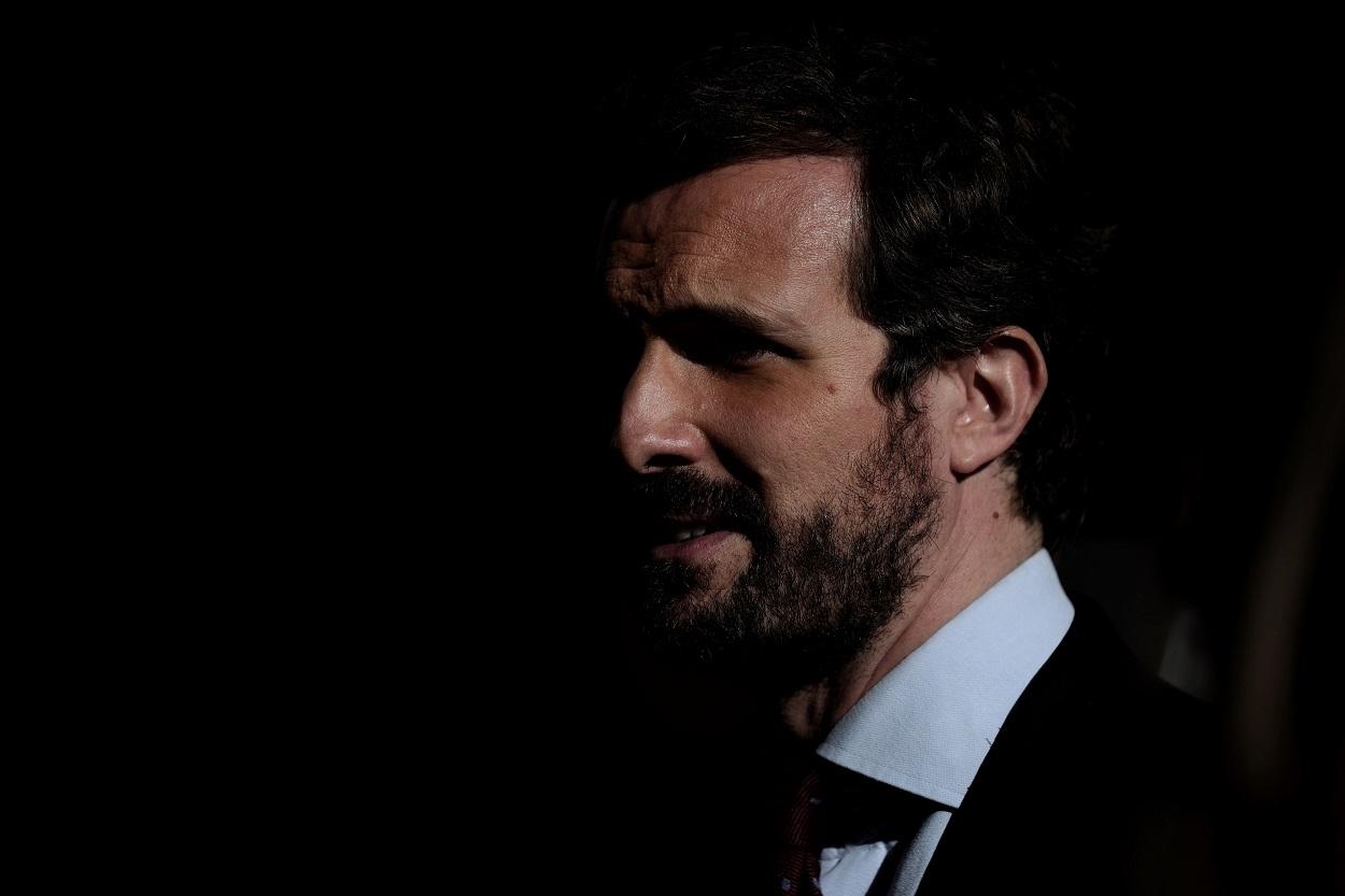 El líder del PP, Pablo Casado, tras una sesión plenaria en el Congreso de los Diputados. EP