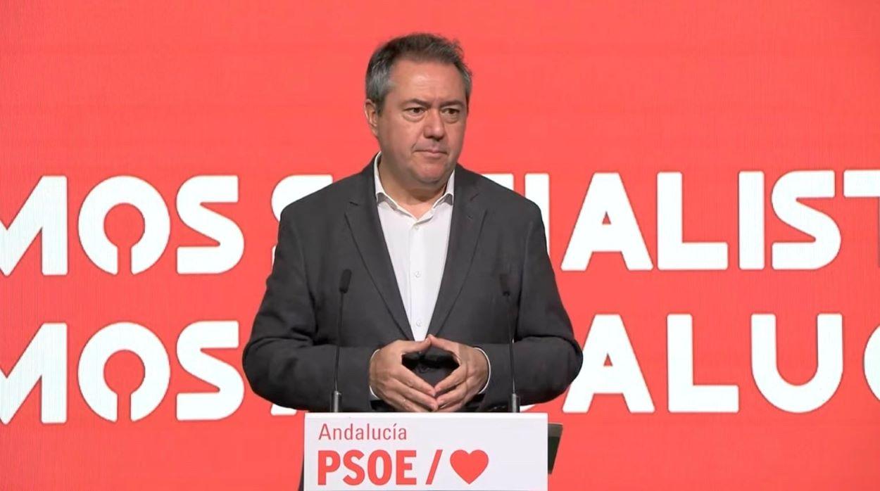 Juan Espadas, ayer en su última rueda de prensa del año. PSOE-A