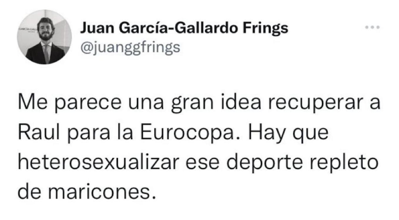 Mensaje de Juan García Gallardo Frings contraa los %22maricones%22. EP