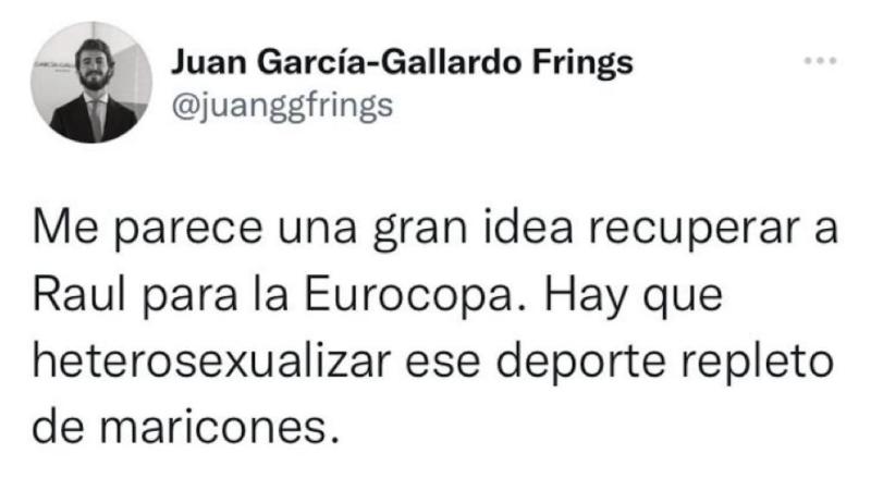 Mensaje de Juan García Gallardo Frings contraa los %22maricones%22. EP