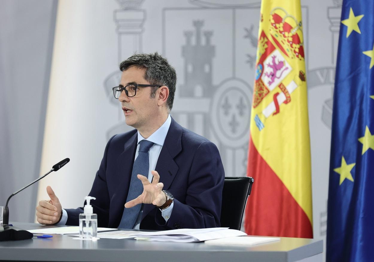 El ministro de la Presidencia, Relaciones con las Cortes y Memoria Democrática, Félix Bolaños. Fuente: Europa Press.