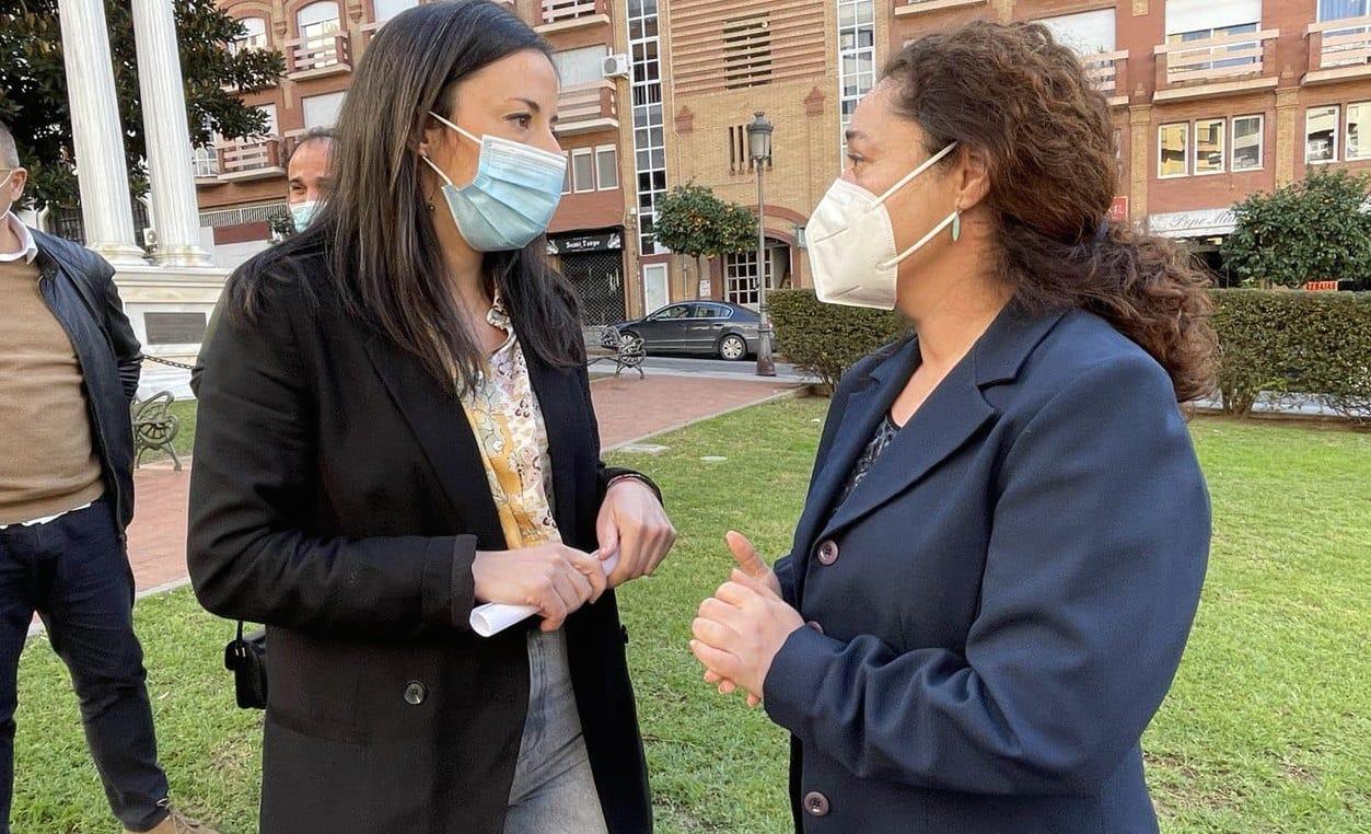 Isabel Franco e Inmaculada Nieto, portavoces de Unidas Podemos por Andalucía.