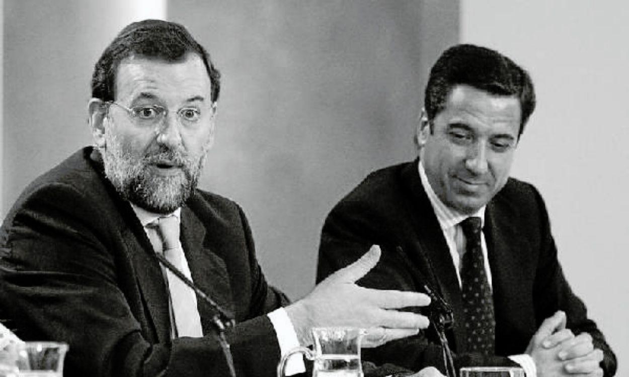 El expresidente del Gobierno, Mariano Rajoy, junto al expresidente de la Generalitat Valenciana, Eduardo Zaplana. 