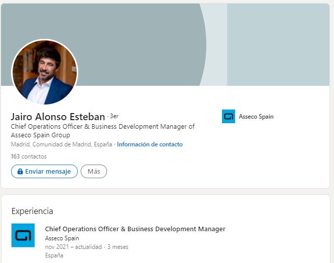 Perfil de Jairo Alonso en Linkedin