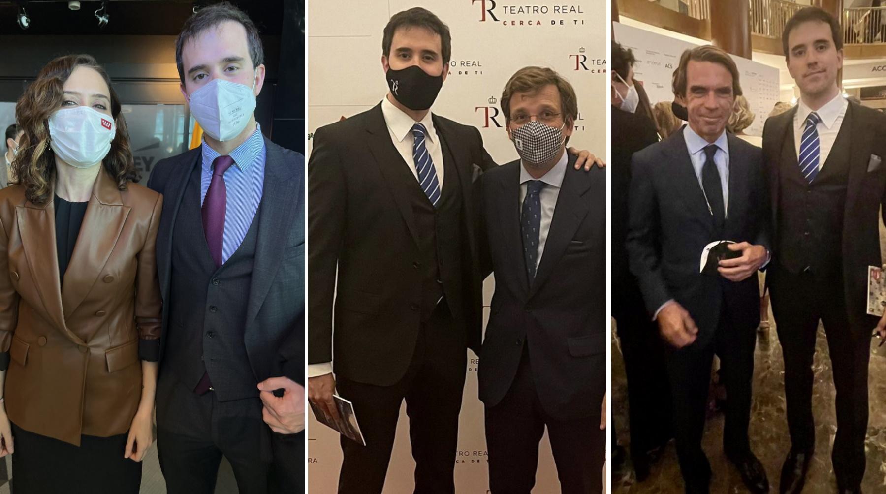 José Antonio Pinilla, CEO de Asseco, a la caza de fotos con Ayuso, Almeida y Aznar.