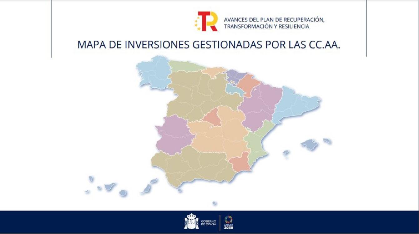 Mapa de inversiones gestionadas por las comunidades autónomas del Gobierno de España
