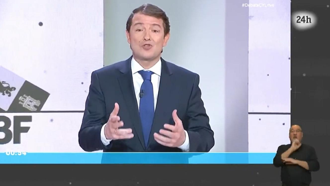 El presidente de la Junta de Castilla y León y candidato del Partido Popular a las elecciones de la región del próximo 13 de febrero, Alfonso Fernández Mañueco. Fuente: RTVE.