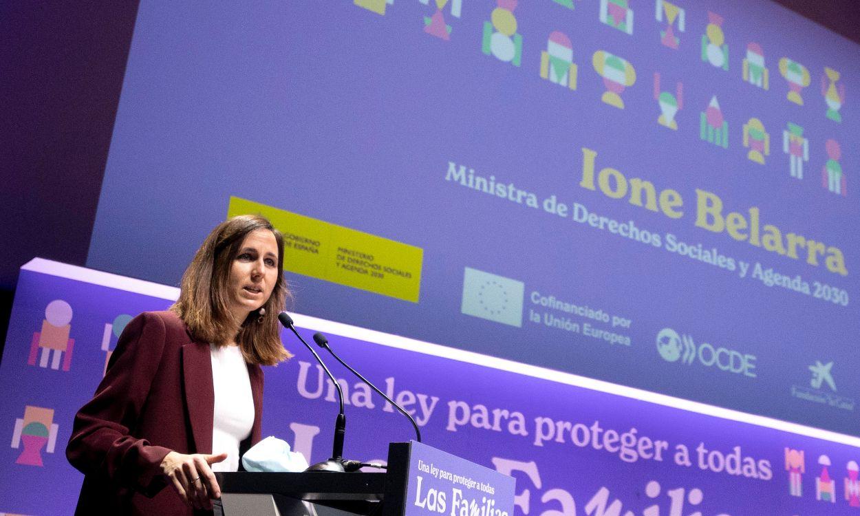 Ione Belarra, ministra de Derechos Sociales y Agenda 2030, en el 'Caixa Forum'. EP.