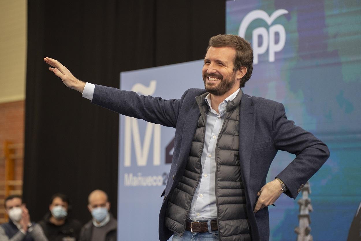 Pablo Casado durante un mitin en Palencia. Fuente: Europa Press.