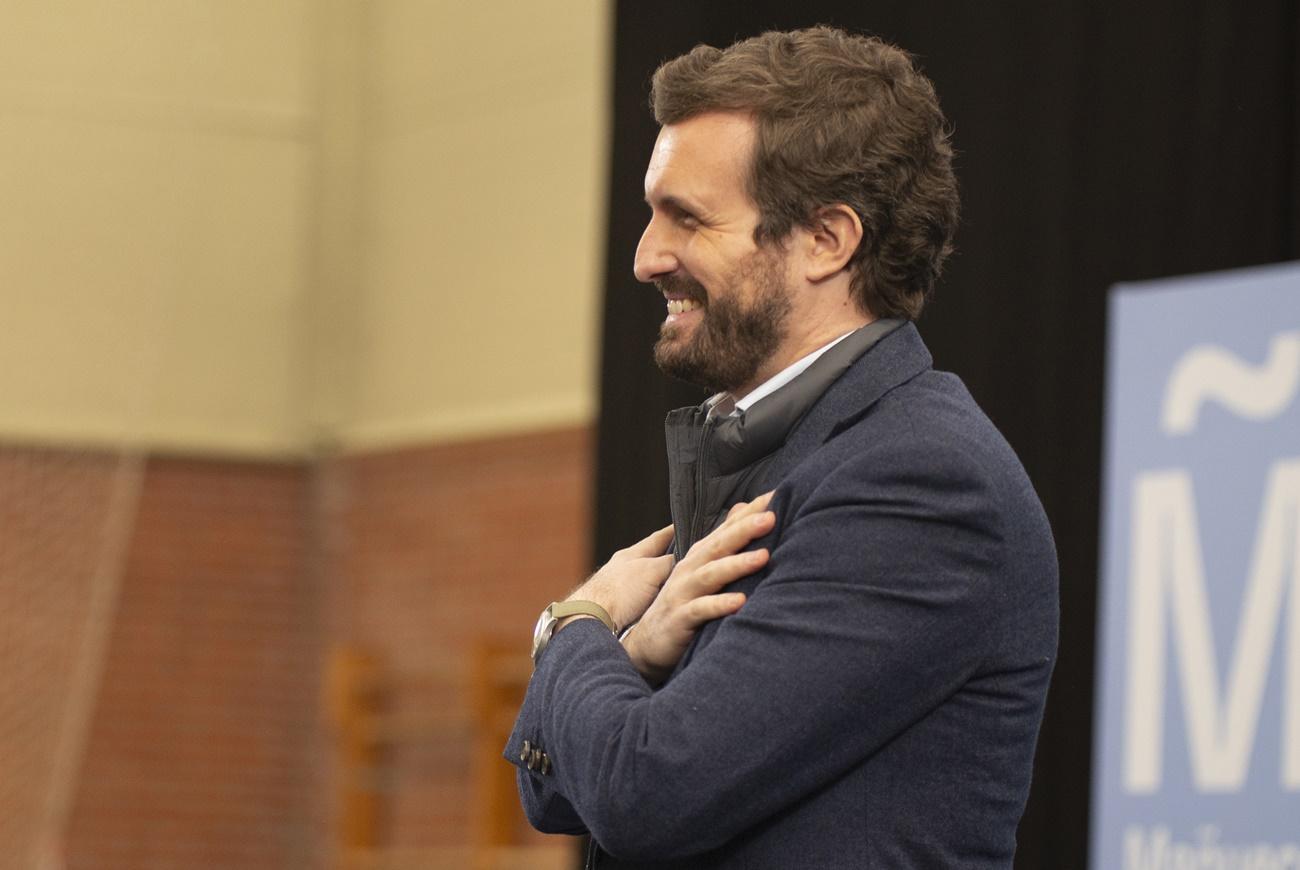 Pablo Casado en un acto electoral en Palencia este domingo 6 de febrero