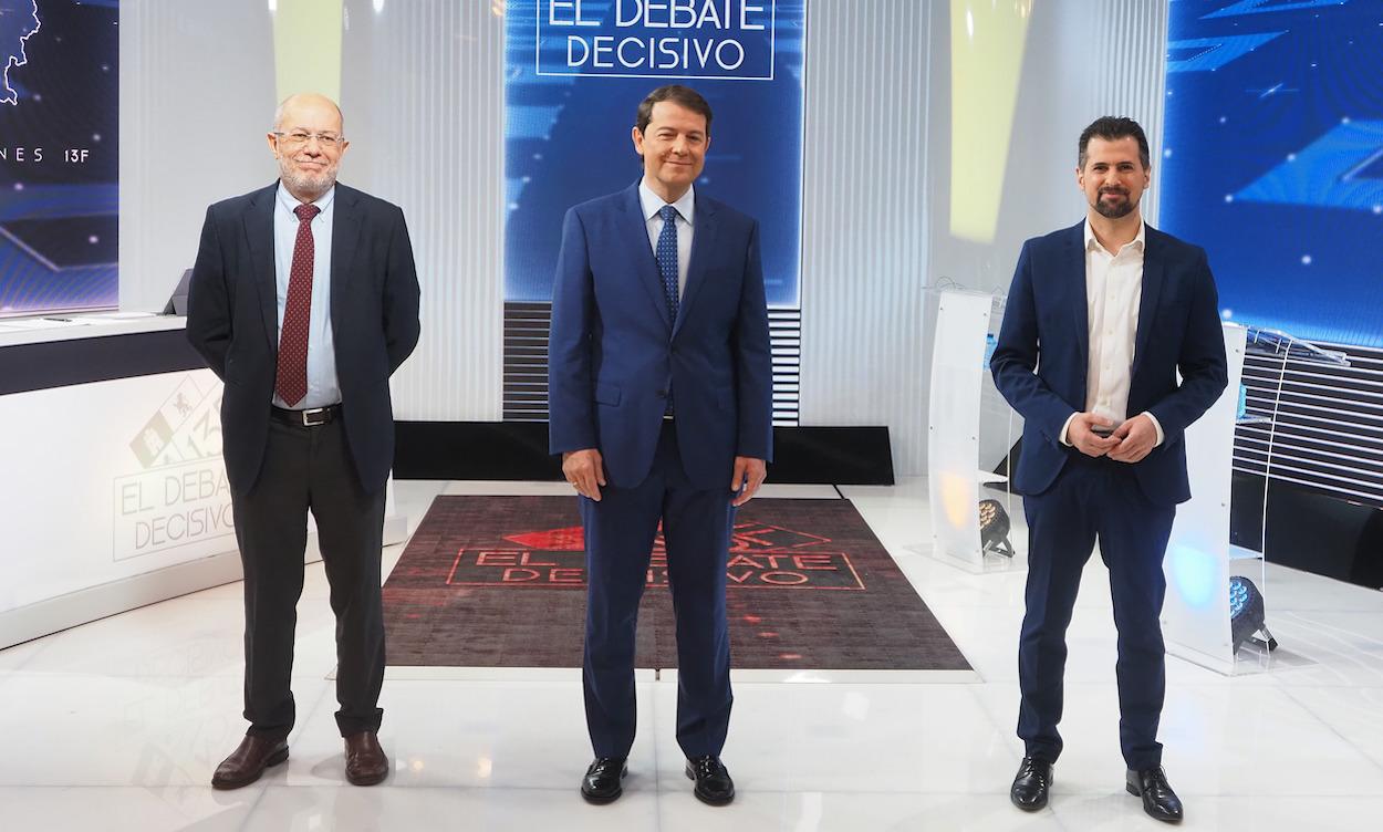 Igea, Mañueco e Igea, en el segundo debate electoral en Castilla y León. EP