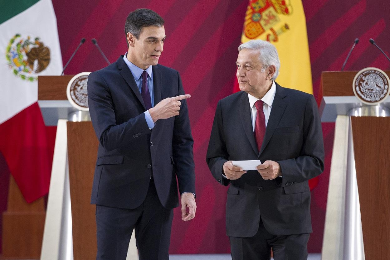 El presidente del Gobierno, Pedro Sánchez, y el presidente de México, Andrés Manuel Lopez Obrador en su visita oficial. Europa Press