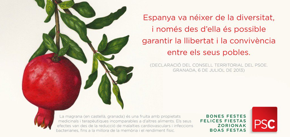 Felicitación navideña del PSC aludiendo a las bondades de la granada