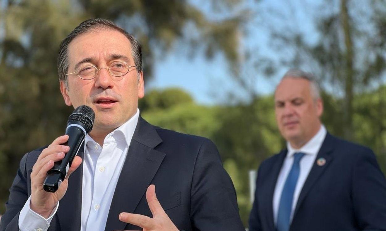 José Manuel Albares, durante el encuentro con la militancia socialista en Jerez.