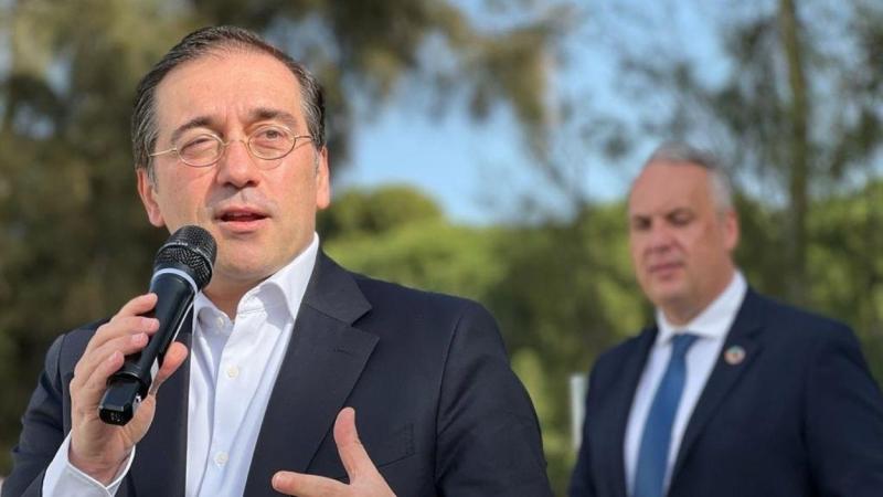 José Manuel Albares, durante el encuentro con la militancia socialista en Jerez.