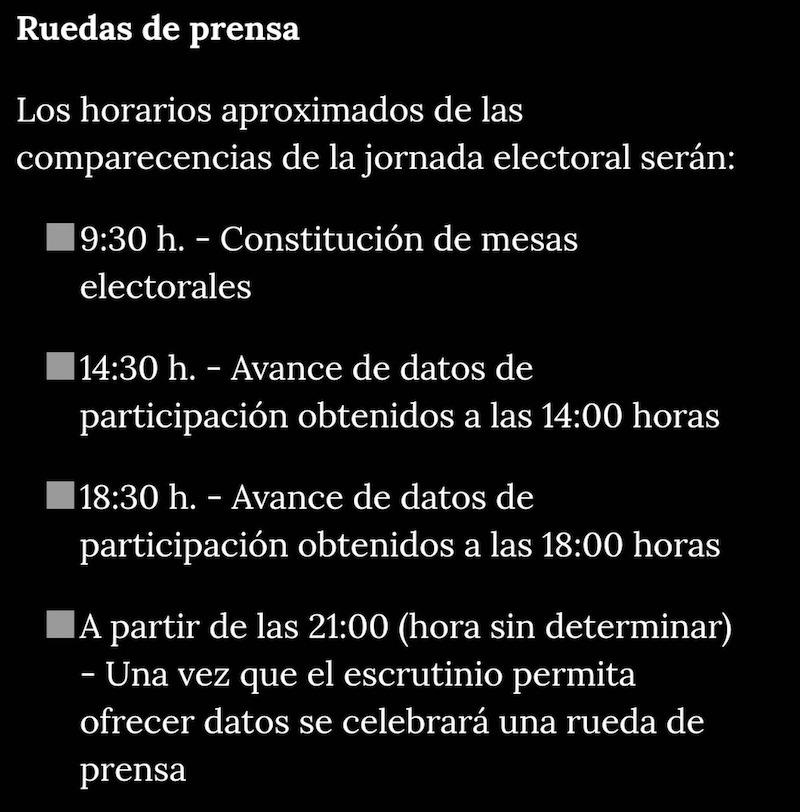Cronología de ruedas de prensa de la Junta en las elecciones de Castilla y León