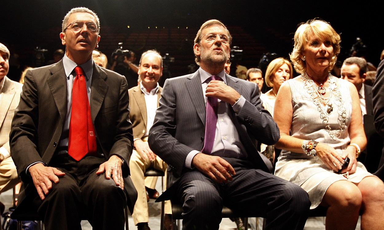 Alberto Ruiz Gallardón, Mariano Rajoy y Esperanza Aguirre. EP