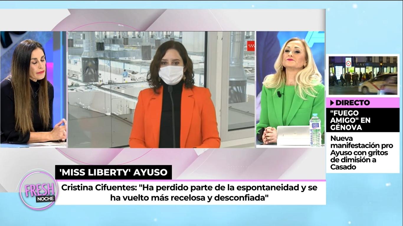 Cristina Cifuentes se pronuncia sobre Isabel Díaz Ayuso. Telecinco.