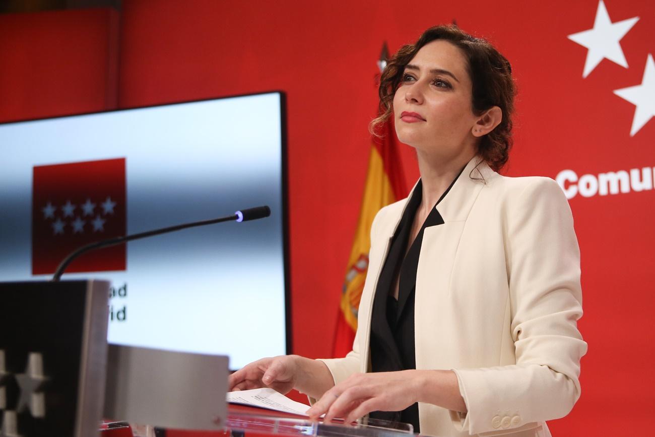Isabel Díaz Ayuso durante la rueda de prensa en la que acusó directamente a la dirección del partido