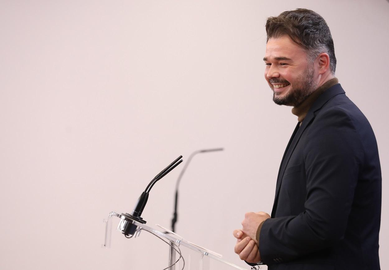 El portavoz de ERC en el Congreso, Gabriel Rufián, después de una Junta de Portavoces. Fuente: Europa Press.