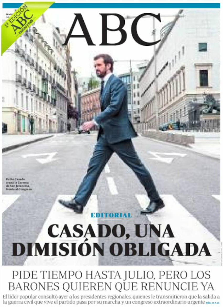 Portada ABC sobre Pablo Casado Portada ABC sobre Pablo Casado