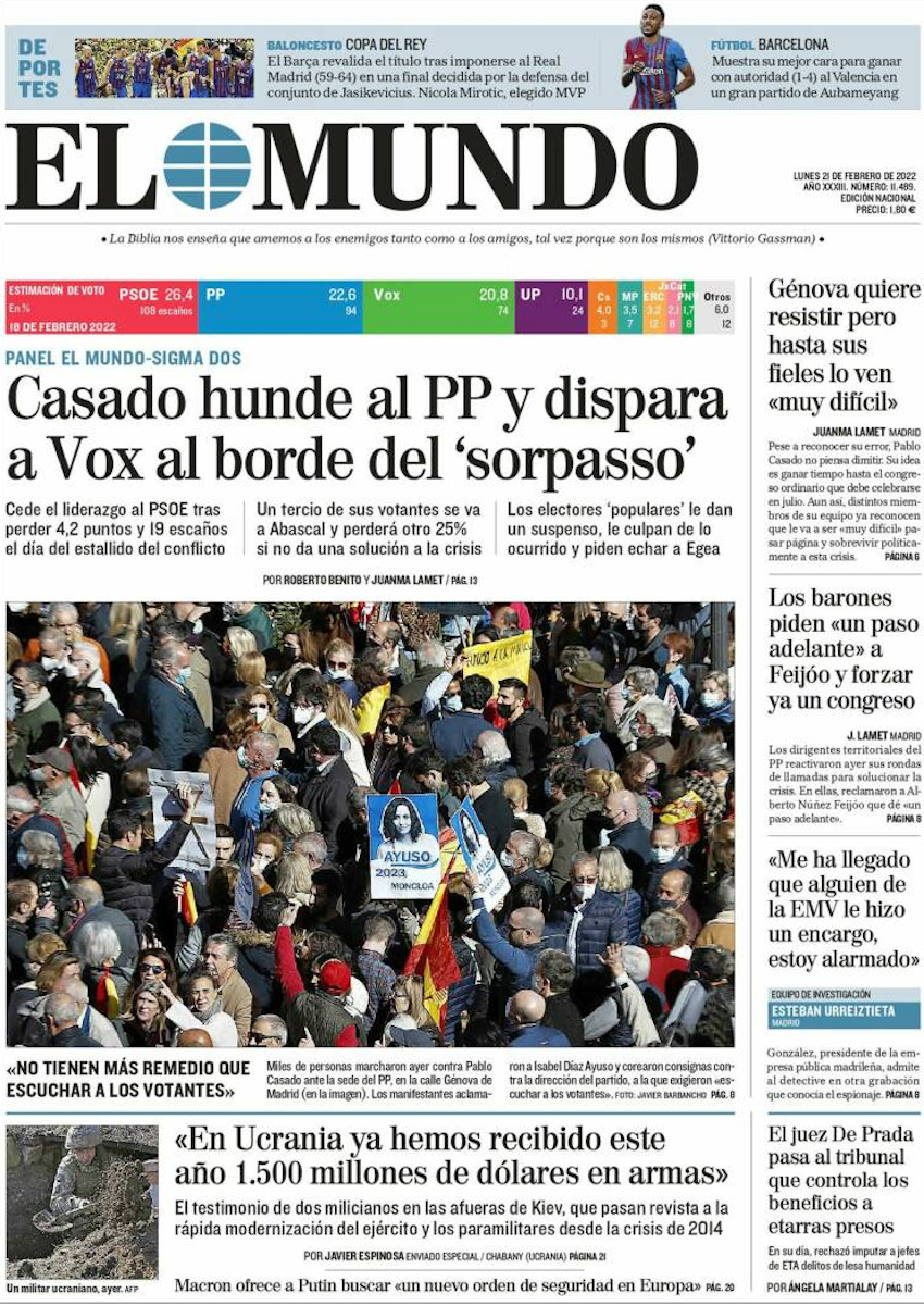 Portada El Mundo sobre Pablo Casado