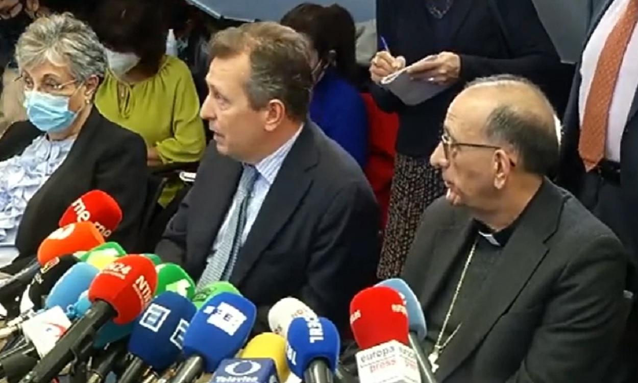 El presidente de la Conferencia Episcopal Española, el cardenal Omella, en rueda de prensa