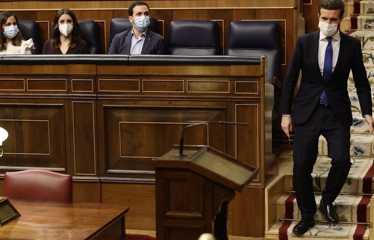 Pablo Casado, abandonando este miércoles el Congreso. EDUARDO PARRA/EP