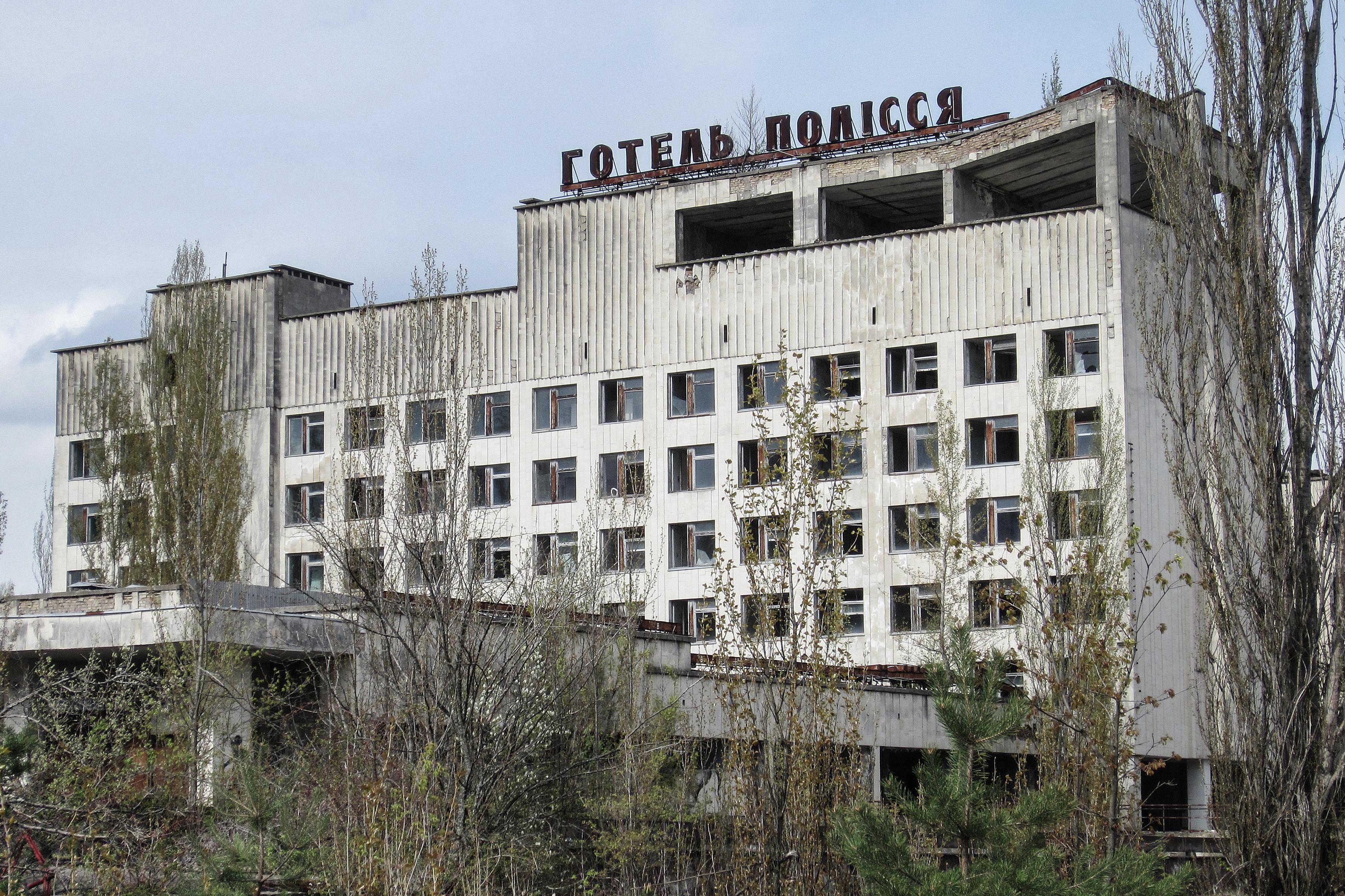 Hotel Polissya en Prypiet, en el área de exclusión de Chernobyl.
