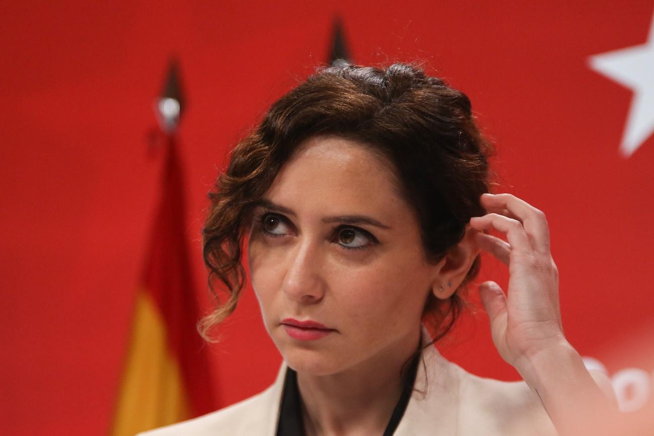 Isabel Díaz Ayuso durante la rueda de prensa en la que acusó de espionaje a la dirección de su partido