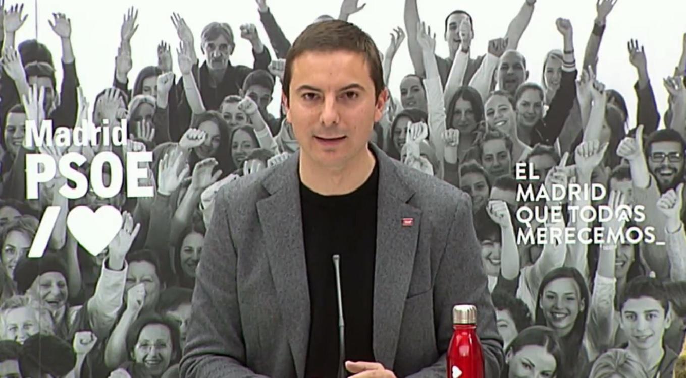 El secretario general del PSOE-M y portavoz del PSOE en la Asamblea de Madrid, Juan Lobato. Fuente: Twitter.