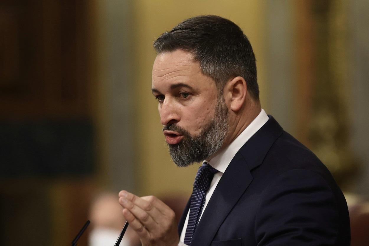 El líder de Vox, Santiago Abascal, en el Congreso de los Diputados. EP