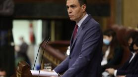 El presidente del Gobierno, Pedro Sánchez, durante su intervención en el Congreso de los Diputados. Europa Press
