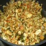 Migas en cazuela y huevos fritos con panceta