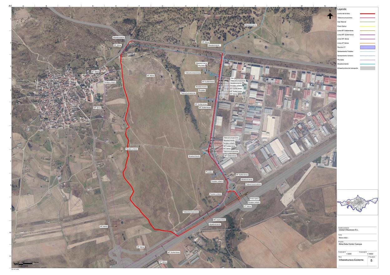 Mapa de infraestructuras del nuevo centro de datos de Facebook en Talavera de la Reina