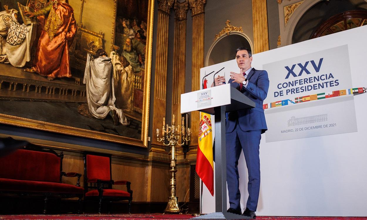 El presidente del Gobierno, Pedro Sánchez, en la Conferencia de Presidentes extraordinaria celebrada en diciembre. EP