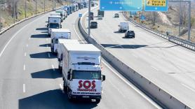 Una manifestación de camiones en la M 40 de Madrid. Europa Press