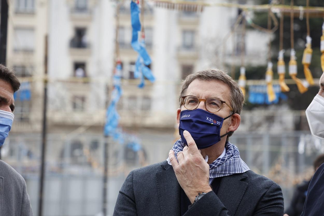 Alberto Núñez Feijóo, en Valencia, donde ha arrancado su campaña para presidir el PP. EP