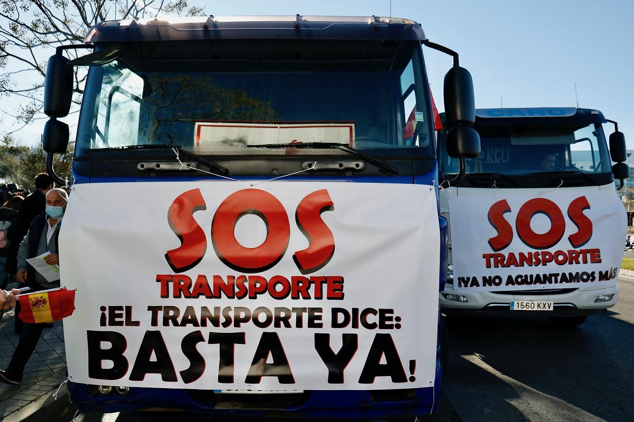 Imagen de un camión en el parón de transportistas del pasado 14 de diciembre. Europa Press